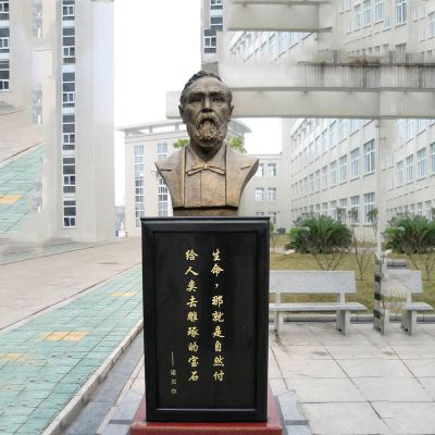 玻璃钢仿铜著名西方人物诺贝尔胸像雕塑 诺贝尔雕塑效果戒指小说铜像
