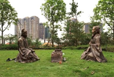 园林户外玻璃钢仿铜讨论学问的古代情景人物雕塑 