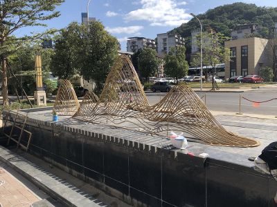 小区园林水池喷泉摆放不锈钢金属假山现代景观雕塑