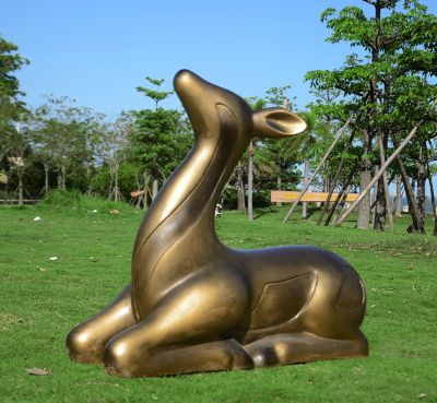 景点小区园林摆放玻璃钢仿铜抽象鹿小品 