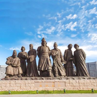 大蒙古国建立者成吉思汗情景景观景区园林历史名人成吉思汗雕塑 成吉思汗雕塑世界观后感雕塑家两旁