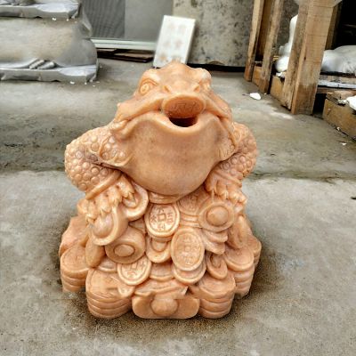 晚霞红石雕招财进宝动物金蟾雕塑 金蟾雕塑大全水泥茶盘价格表