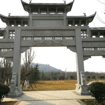 青石石雕户外大型景观石雕牌楼雕塑 