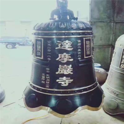 寺庙园林铸铜钟 铜钟雕塑道观工艺品方口外国