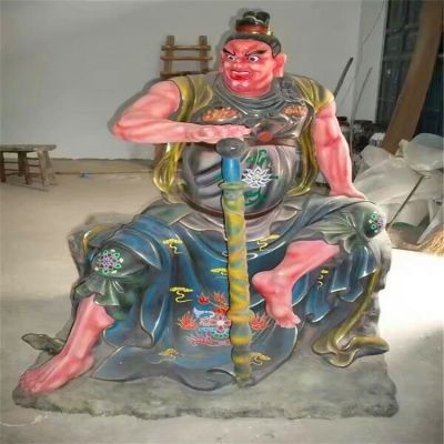 玻璃钢彩绘大型景观哼哈二将雕塑 