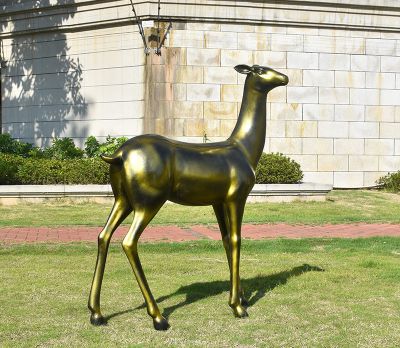 玻璃钢仿铜景观玻璃钢抛光小鹿雕塑 小鹿雕塑电话笔画泥雕四百