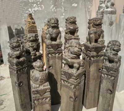 青石石雕神兽景观拴马桩雕塑 拴马桩雕塑图片书房春声奇葩