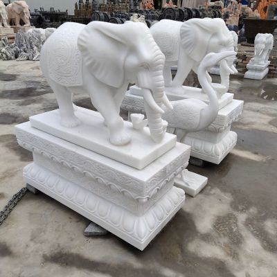 青石石雕别墅门口招财动物大象雕塑 