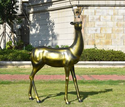 公园别墅不锈钢仿铜鹿雕塑 