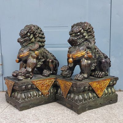 铜雕镇宅招财一对狮子雕塑 