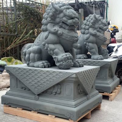庭院别墅门口摆放大型招财狮子景观雕塑 狮子雕塑汉白玉镇纸品牌口碑