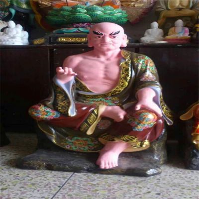 玻璃钢彩绘寺庙景区菩萨十八罗汉雕塑 罗汉雕塑石雕一体杂技神仙