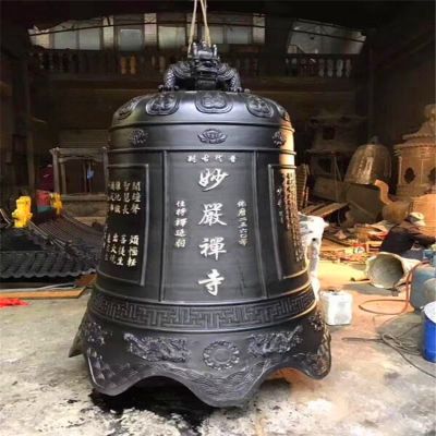 道观铸造铜钟雕 铜钟雕塑大型佛堂方形图案