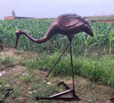 水景摆件玻璃钢仿铜仙鹤雕塑