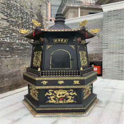 寺庙创意六角宝盖铜雕香炉 香炉雕塑石雕艺术品中型天王殿
