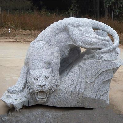 大理石石雕下山的猛虎雕塑 