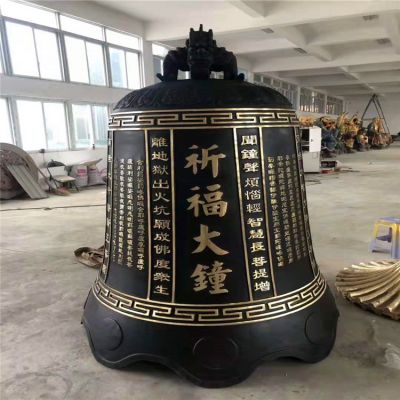寺庙摆放纯铜铸造经文祈福大钟铜雕 铜钟雕塑图片位置电话女神