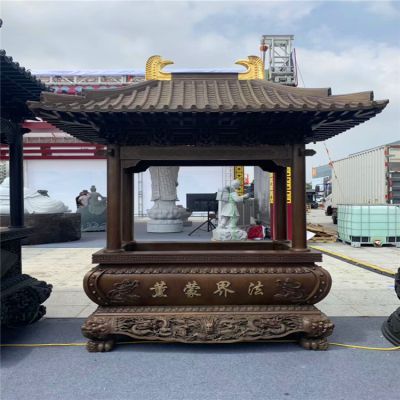 景区寺院户外摆放铸铁宝顶长形香炉 香炉雕塑石雕汝州大理露天