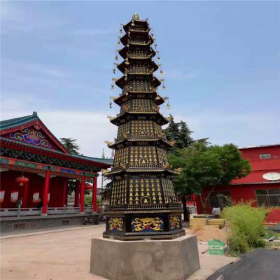 多层寺庙创意祈福玻璃钢仿铜佛塔 佛塔雕塑石雕石雕厂型号药师