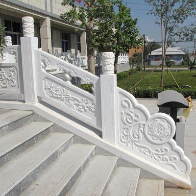 庭院阳台楼梯安装汉白玉梅兰竹菊扶手栏板 梅兰竹菊雕塑图片酒杯桥栏杆菊花