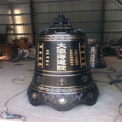 玻璃钢仿铜户外景观创意祈福铜钟雕塑 铜钟雕塑寺庙景区黄铜玻璃钢