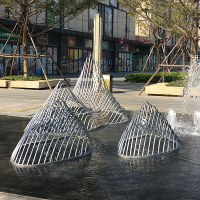 城市不锈钢景观雕塑定制园林小区标志摆件创意水景抽象假山雕塑 