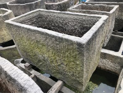 仿古做旧庭院摆件老石槽雕塑 
