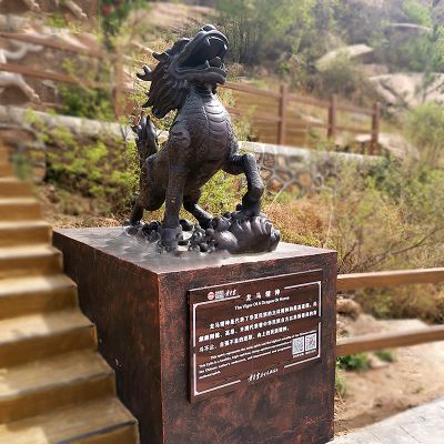 景区门口大型玻璃钢仿铜龙马精神雕塑 龙马雕塑白龙马摆件高水旺寓意