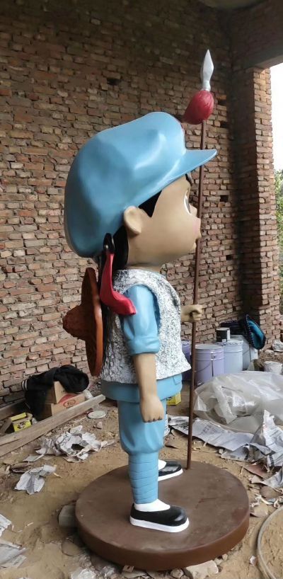 园林户外玻璃钢卡通人物小八路雕塑 