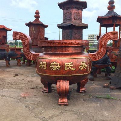 寺庙祠堂摆放大型铸铁圆鼎香炉 圆鼎雕塑广场工程石雕厂价格