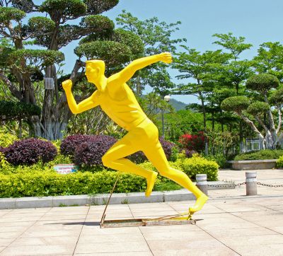 园林好户外玻璃钢抽象跑步的人物雕塑 