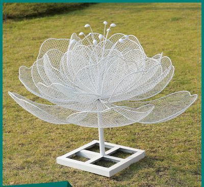 园林户外不锈钢金属创意景观抽象花朵雕塑 花朵雕塑城市艺术家过程花园