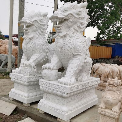 景观户外庭院门口镇宅青石麒麟雕塑 麒麟雕塑石雕大桥彩色巴彦