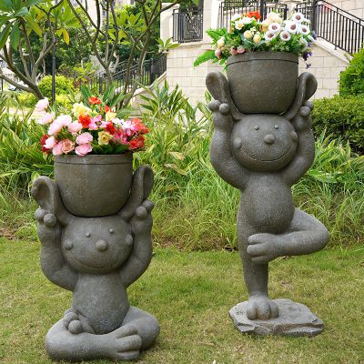 园林景观玻璃钢创意景观玻璃钢花盆景观装饰雕塑 花盆雕塑图片架子石磨乌鲁