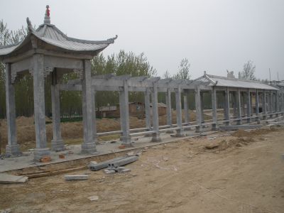 园林景观青石石雕景观凉亭中式古建筑景观长廊雕塑 