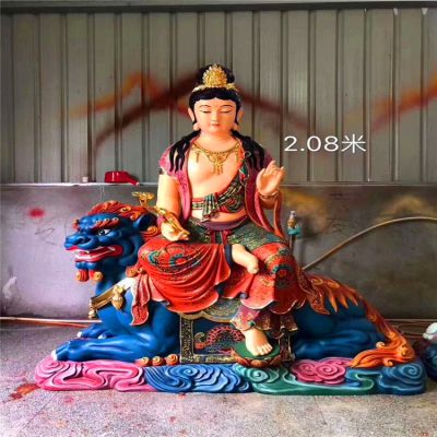 寺庙供奉佛像摆件玻璃钢文殊菩萨雕塑