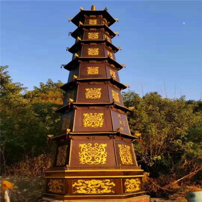 寺庙景观多层浮雕漆金佛塔雕塑 佛塔雕塑大全故事大象门口