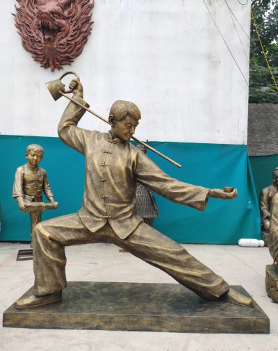 步行街景观玻璃钢仿铜茶艺人景观 景观雕塑人物瓷砖元素价格低
