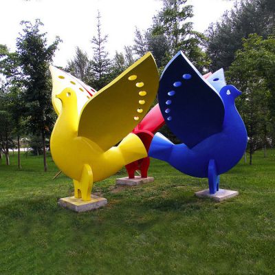 园林草坪玻璃钢彩色抽象玻璃钢鸽子雕塑 鸽子雕塑有鸽子抽象学校一手
