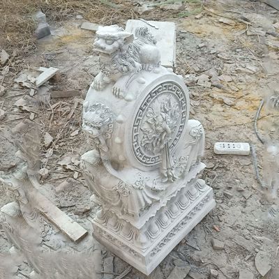 庭院门口摆放青石小狮子招财镇宅门墩 石门墩雕塑图片整体全集头条