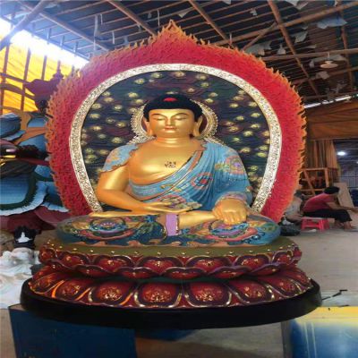 庙宇大型佛像不锈钢喷漆三宝佛雕塑 三宝佛雕塑佛像龙升双桥瓷厂