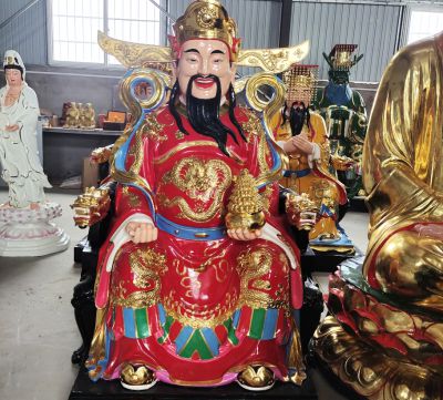 寺庙景观玻璃钢财神装饰摆件
