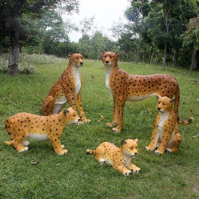 玻璃钢卡通园林景观仿真动物猎豹雕塑 猎豹雕塑大全模型图案伯丁