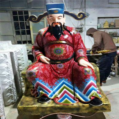 玻璃钢彩绘寺庙供奉佛像财神雕塑 财神雕塑摆件寓意大理石景观