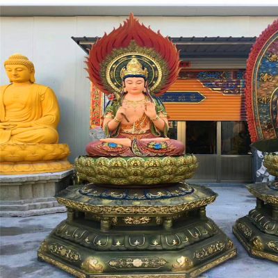 景区庙宇玻璃钢彩绘神佛三圣雕塑 三圣雕塑公司华藏古董文化