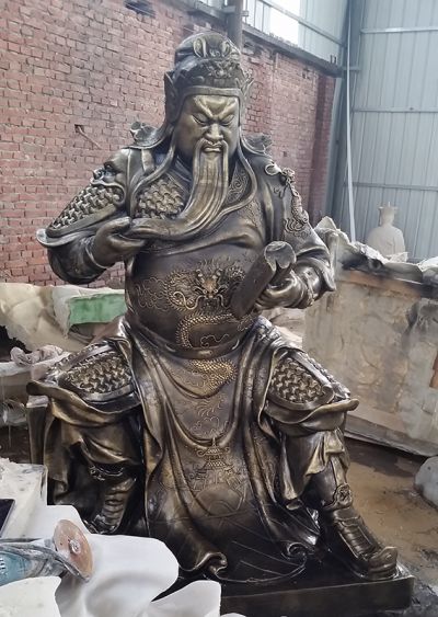 佛像景观玻璃钢仿铜看书的武财神关公雕塑 
