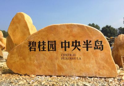 酒店会所门牌石装饰黄蜡石 