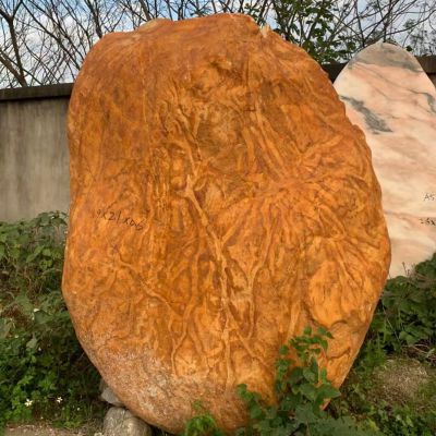 晚霞红石雕天然刻字石